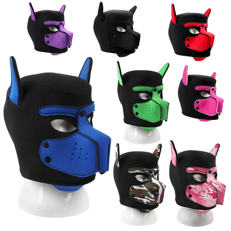 

Dog Mask Headgear Sexy SM Role Play Masks Puppy Hood with Ears For AdultsCouple Gay Men Women Game Fantasy Accessory