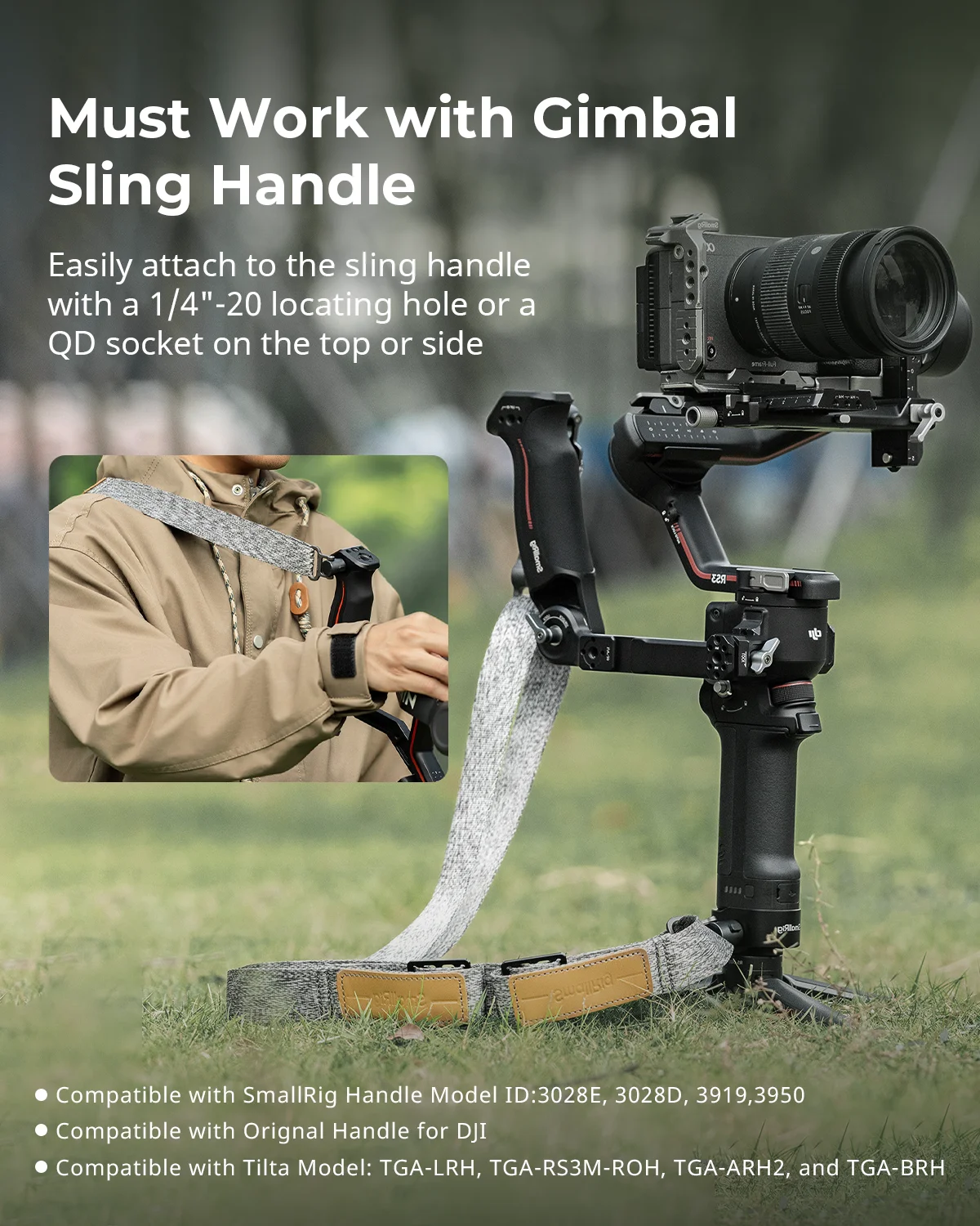 Pasek na ramię obniżający wadze SmallRig RS3 RS4 do uchwytu Sling Handle do gimbala DJI, pas do DJI RS 4 / RS 3 Pro / RS4 Pro / RS 4 Mini — zdjęcie produktu 2