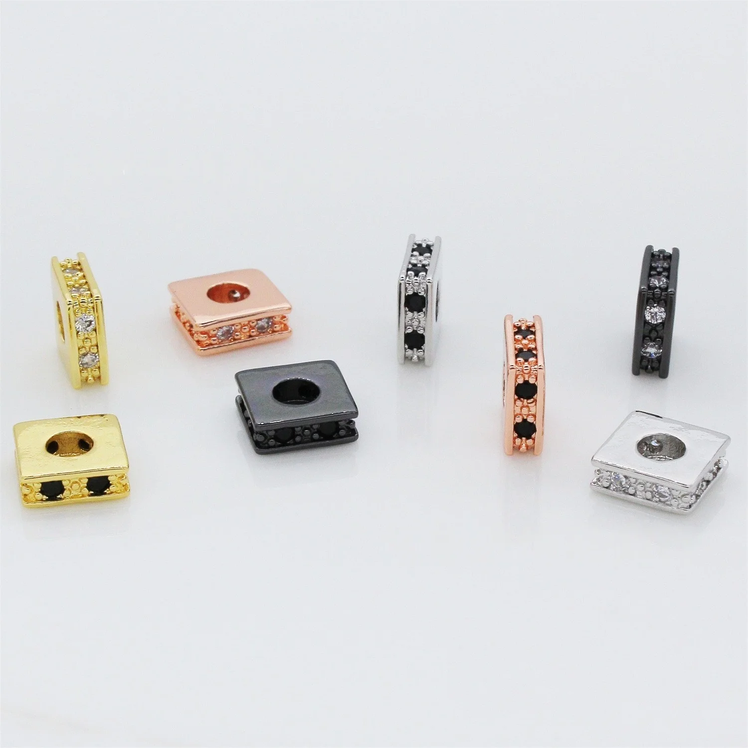 

5 Pieces 18k Copper Plated Square Spacer Beads Jewelry DIY Bracelet Necklace Crystal Pearl Hand Beaded Accessories Wholesale