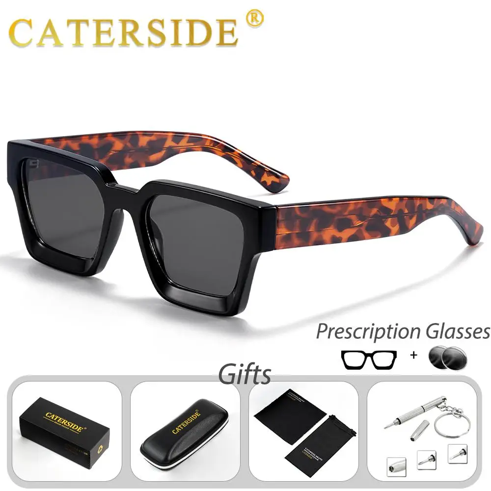 CATERSIDE Vintage Herren-Korrektionsbrille, verdickte quadratische optische Sonnenbrille für Damen, modische Brille für Outdoor-Fahrten – Detail 4