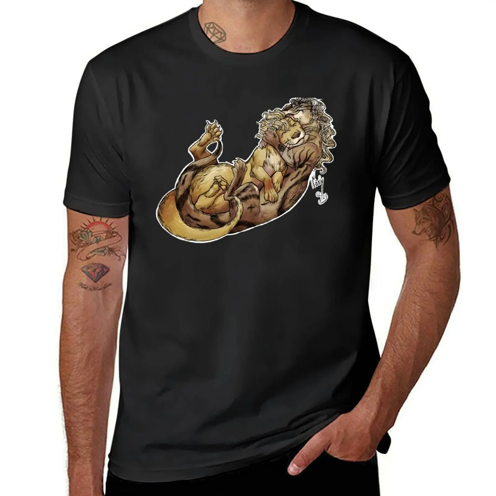 Two Pirate Otters Cuddling T-Shirt anime customizeds plain Men's t-shirt