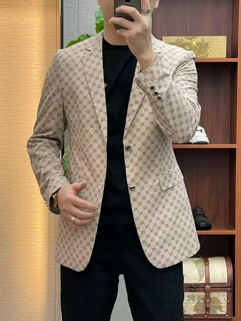 

Мужской повседневный однобортный пиджак в корейском стиле, весна-осень, новинка, модный, приталенный крой, длинный рукав