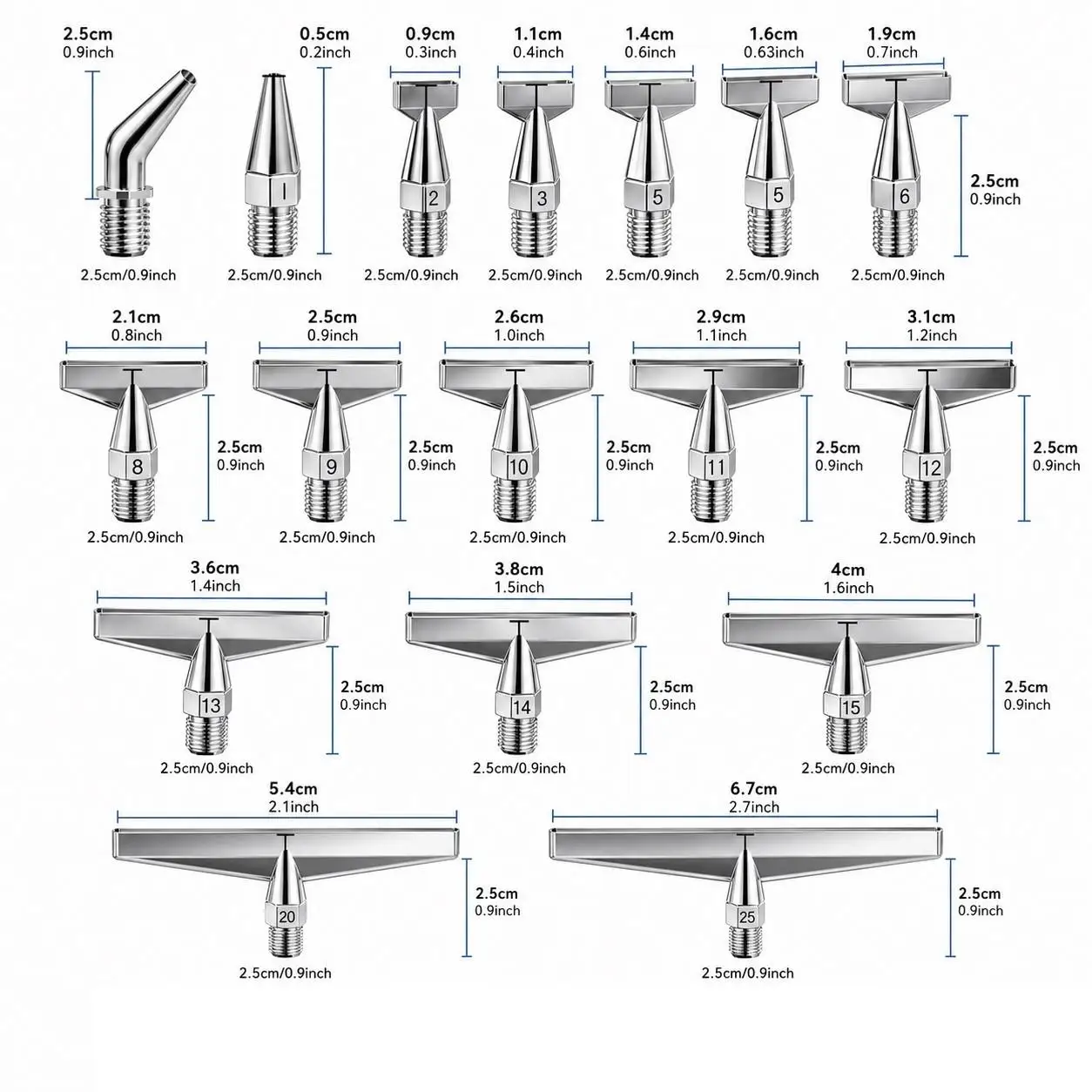 DIY High-Quality Stainless Steel Threaded Diamond Painting Pen Tip Set, DIY Diamond Painting Tools Screw-On Accessories (Different Combination Models 1/2/3/4/5/6/7/8/9/10/11/12/14/15/20/25)