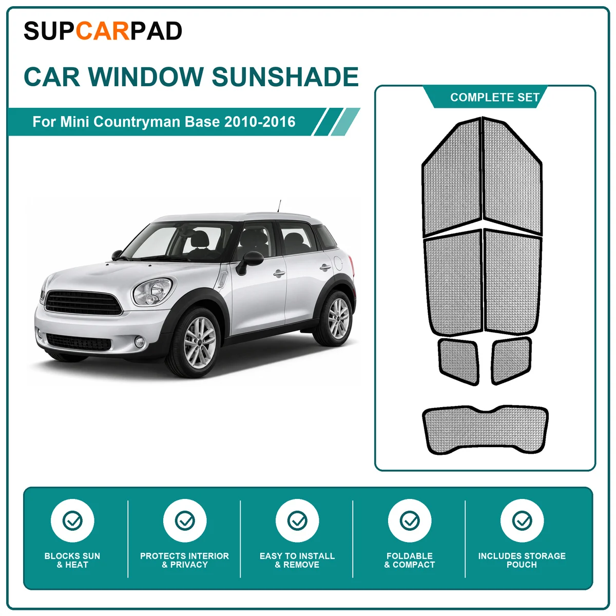 For Mini Countryman Base 2010-2016 Full Set Car Window Sunshades UV Block Privacy Heat Insulated Foldable Car Curtain