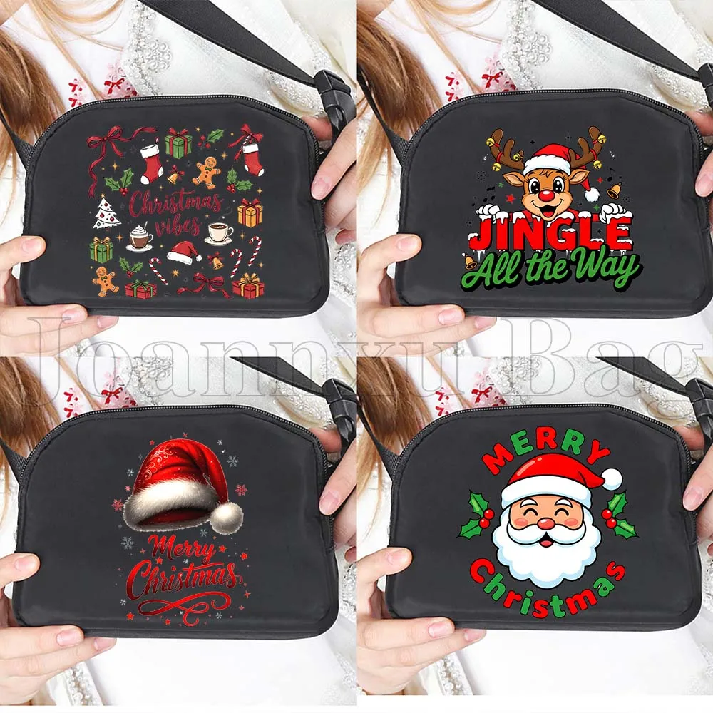

Merry Christmas Cute Reindeer Santa Gift Sport Crossbody Waist Bag Running Belt Wallet Pouch Phone Waterproof Cycling Fanny Pack