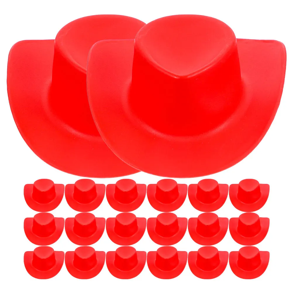 20pcs Mini Western Hats Plastic Miniature Hats House Hats Mini Construction Hat Safety Party Decor