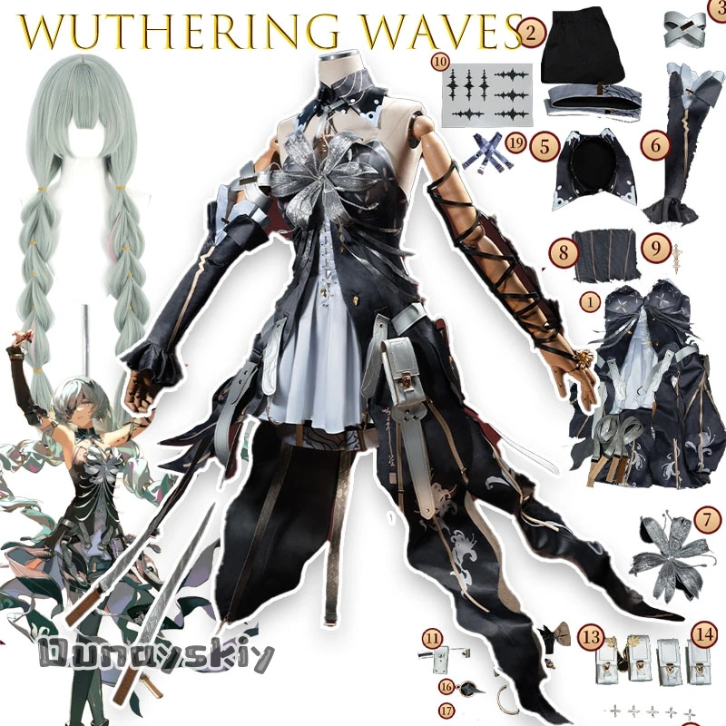 

Dark Version Wuthering Waves Phrolova Lycoris Radiata Cosplay Costume For Women Sexy School Uniform Party Halloween Sexy Kawaii