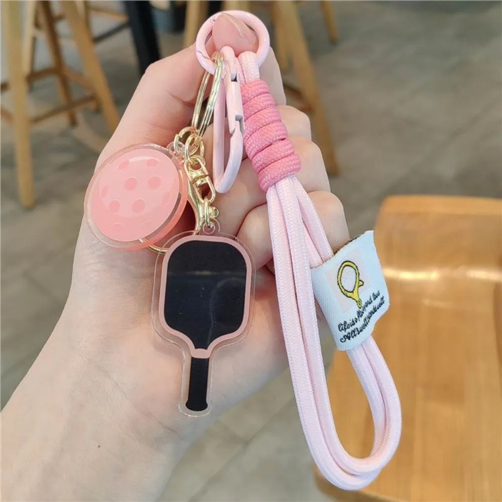 Creative Acrylic Pickleball Racket Keychain Detachable with Lanyard Pickleball Key Ring Fitness Series Pendant Bag Accessories