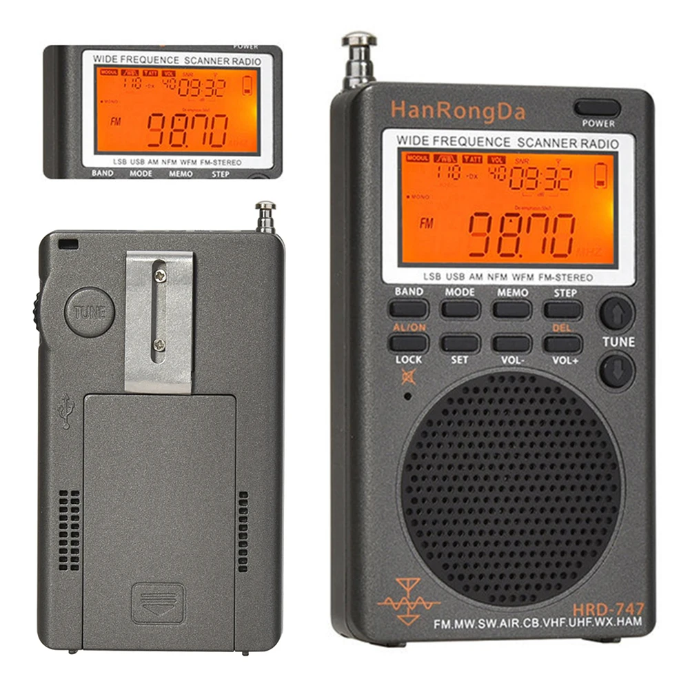 

HRD-747 Full Band Radio Receiver Portable NOAA Alert AM FM All Wave CB AIR Band Ham Radio Full Band Alert Digital Radio Receiver