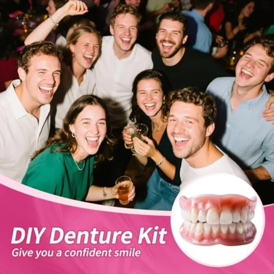 Dentadura postiza, juego completo de dientes postizos superiores e inferiores para Imp Smile, Kit de bricolaje, reparación de dientes postizos fácil y práctica, Missin