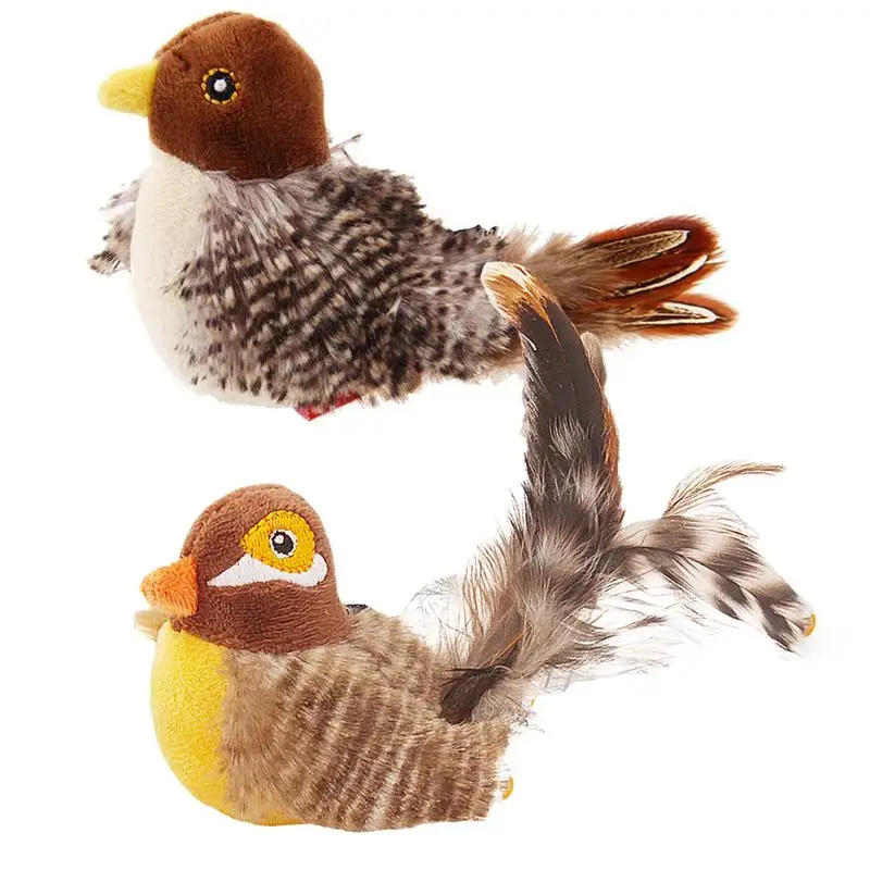 Kitty Shaking Touch Sparrow Plush Toy Interactive Pet Simulation Chirping Birds Fun Cat Play With Simulated Bird Toys