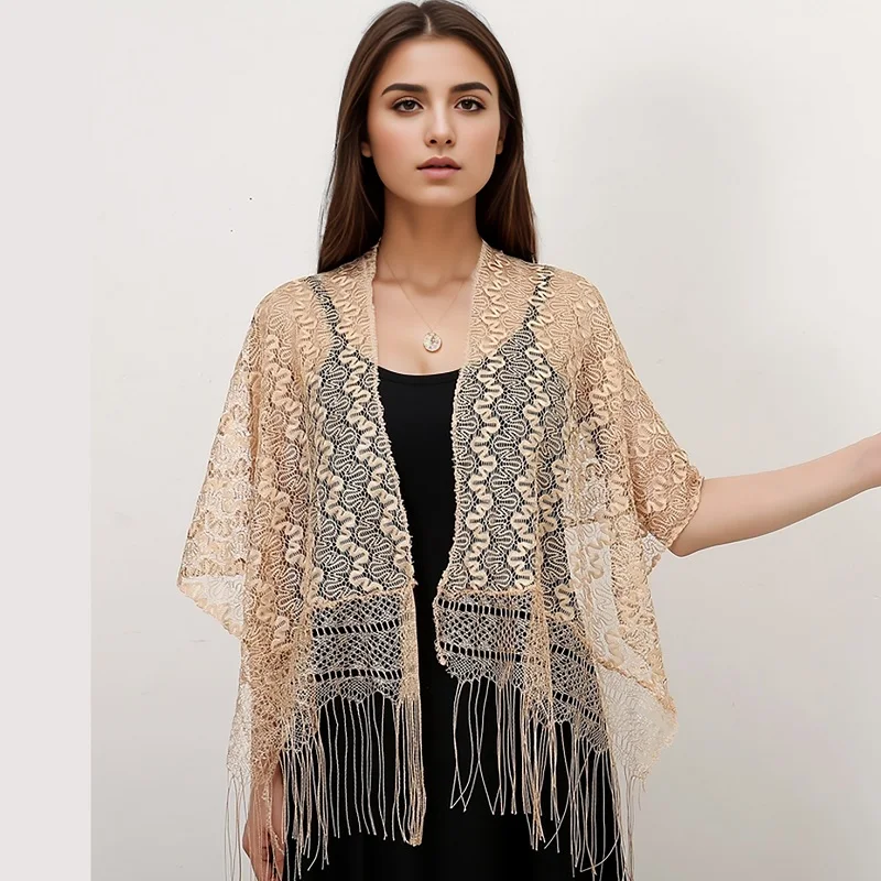 Newest Plain Embroider Tassel Shawl Scarf Hollow Out Lace Pashmina Shawl Women Fashion Wedding Bridal Shawl Wraps