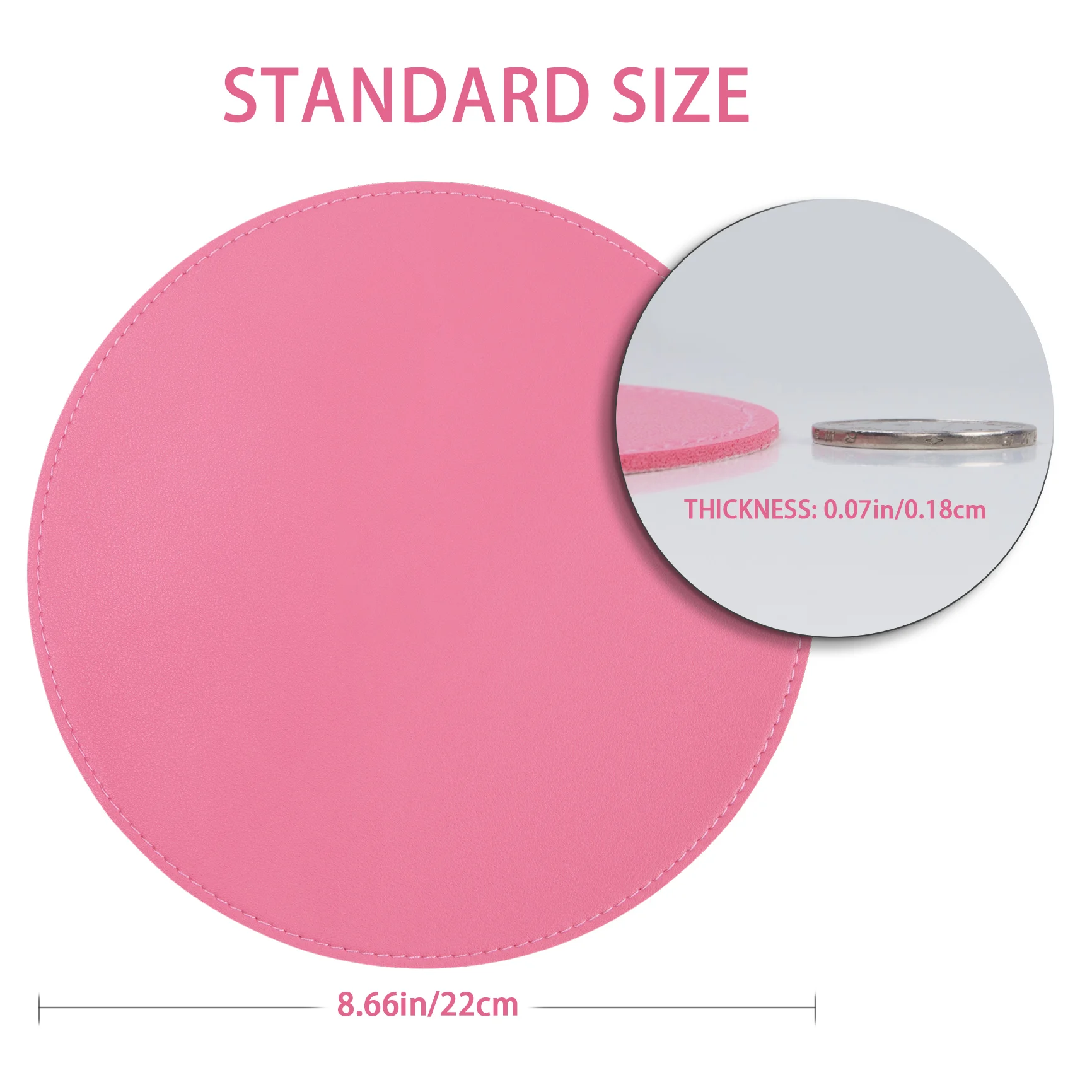 2Pack Round Mouse Pad，Leather Mouse Mat with Stitched Edge Micro-Fiber Base with Non-Slip Waterproof，Mouse Pad for Comput