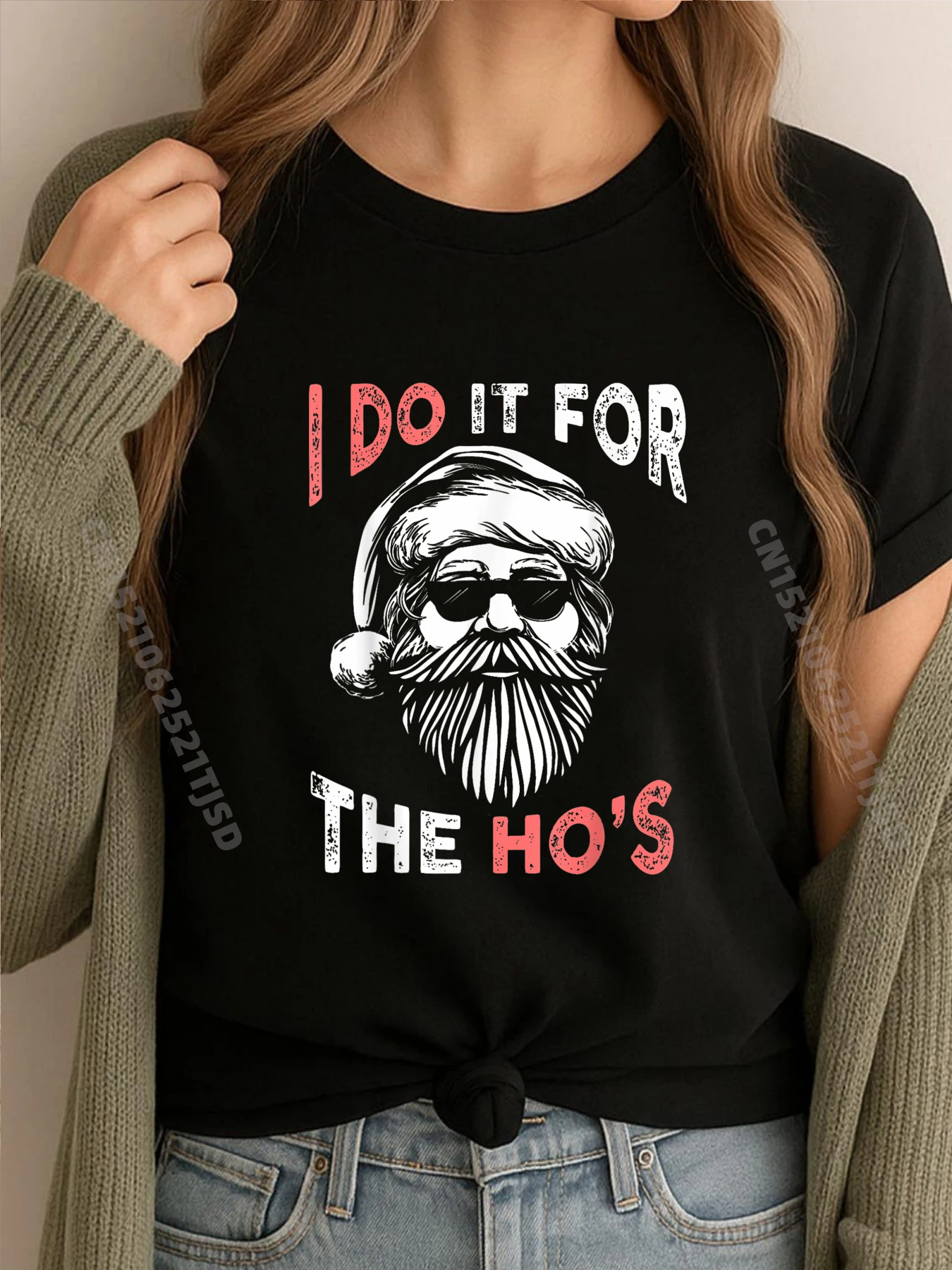 

I Do It For The Hos Необычная рождественская футболка с кремом для лица Санта-Клауса, осенние футболки с аниме, большой размер, Пасхальный день