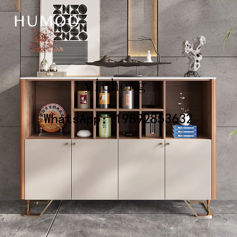 

B-3 high-end tea cabinet, saddle leather, locker against side cabinet, partition cabinet, tall solid wood