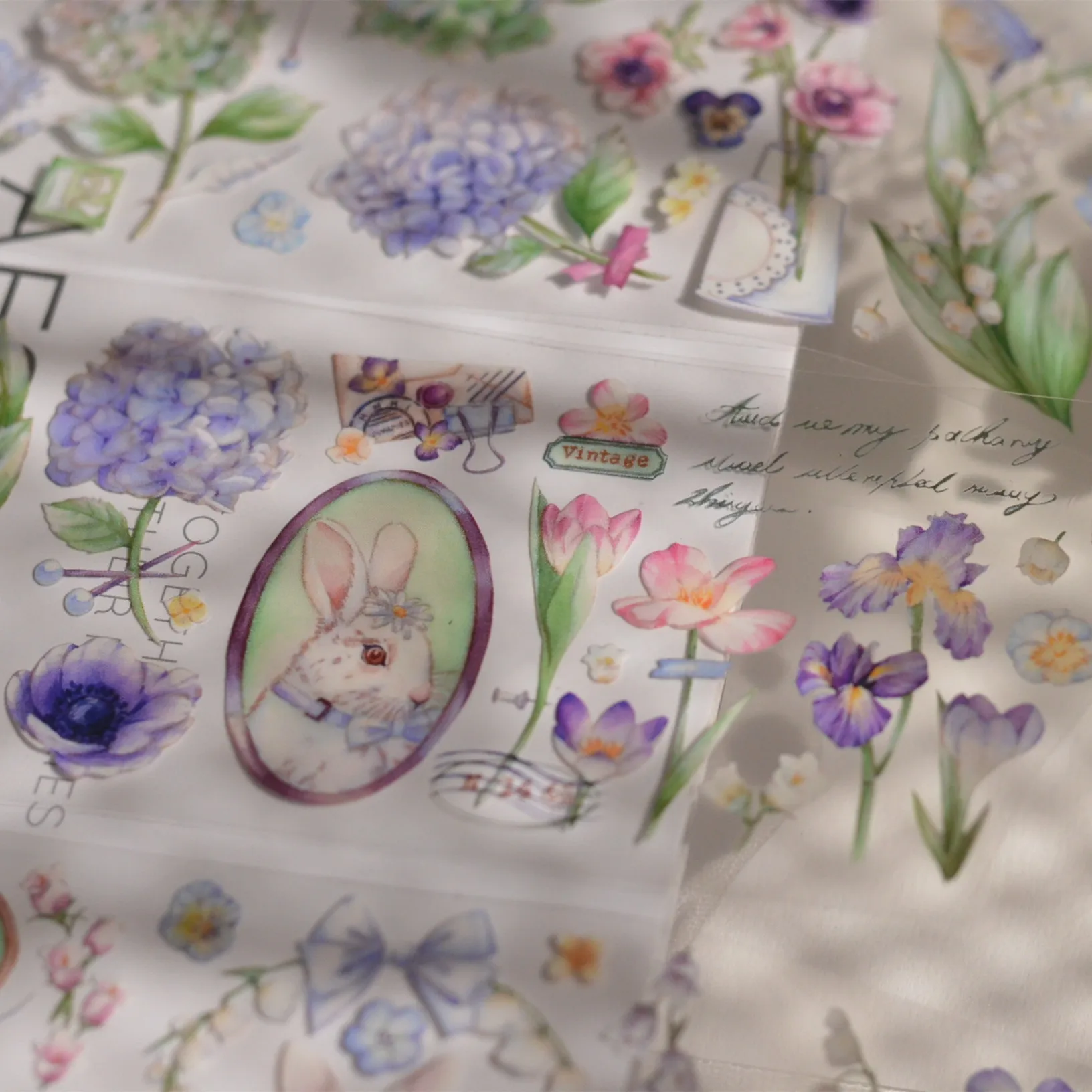 5 Meters Light Retro Bunny Flower Pet Masking Washi Tape Collage Journal Material