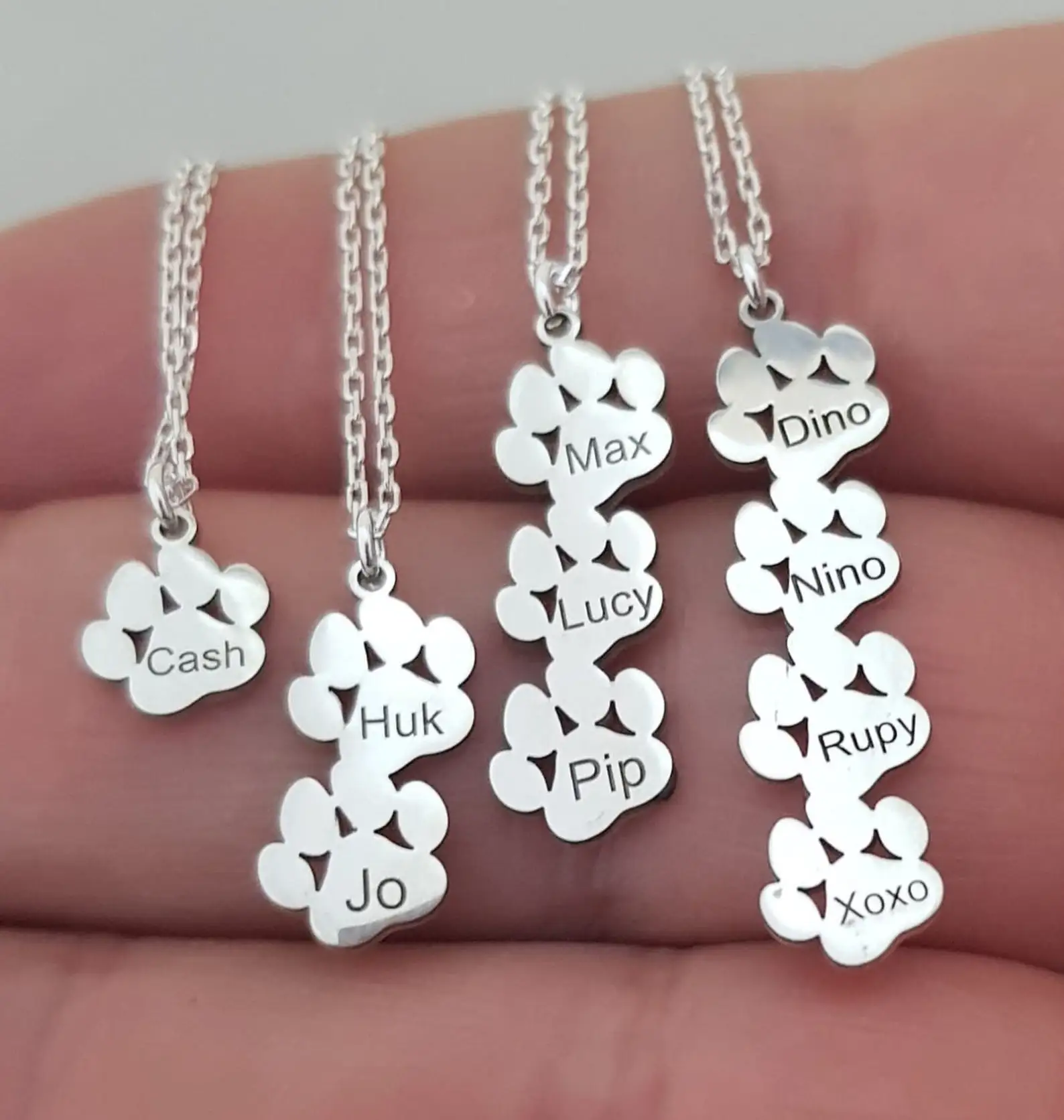 

Paw Print Necklace Custom Tiny Paw Necklace Dog Paw Laser Engraving Name Jewelry Dog Lover Gift Valentine's Day Gift For Her