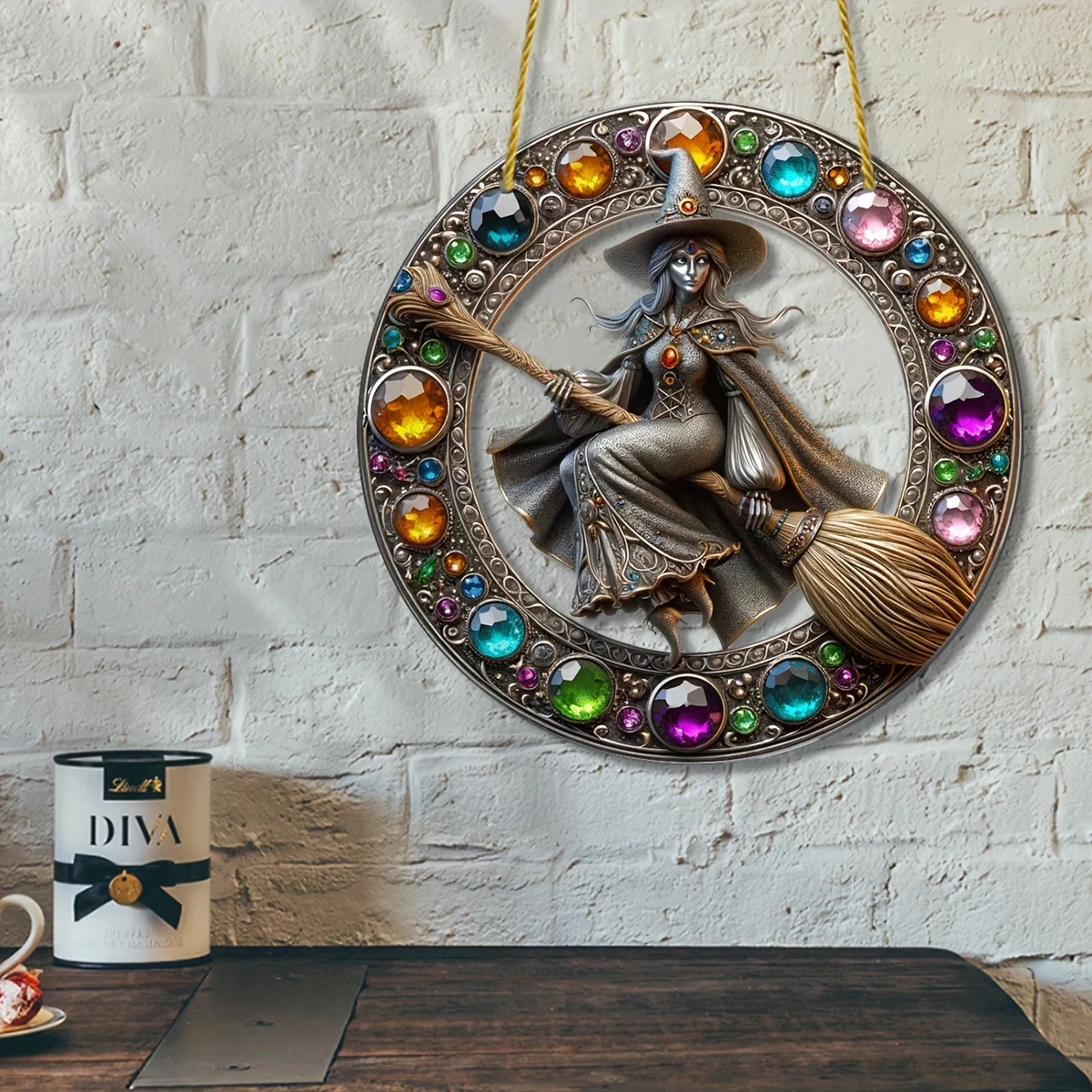 ديكور نافذة لامتصاص الشمس ساحر أكريليك كلاسيكي ، نمط زجاج ملون معالج ، ديكور باروكي للهالوين ، ديكور منزلي