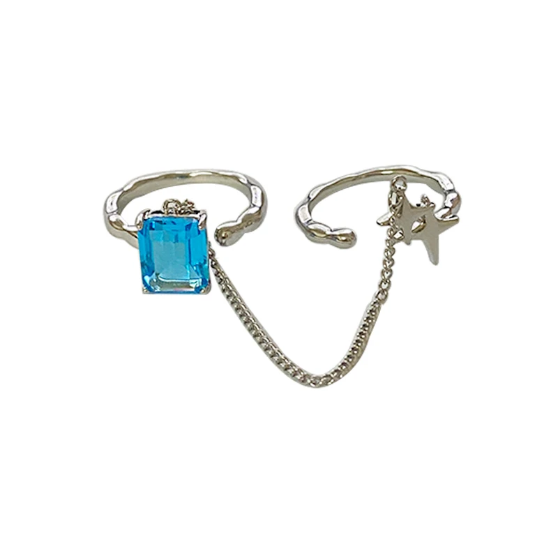 

Zircon stacked chain open ring light luxury personalized index finger ring