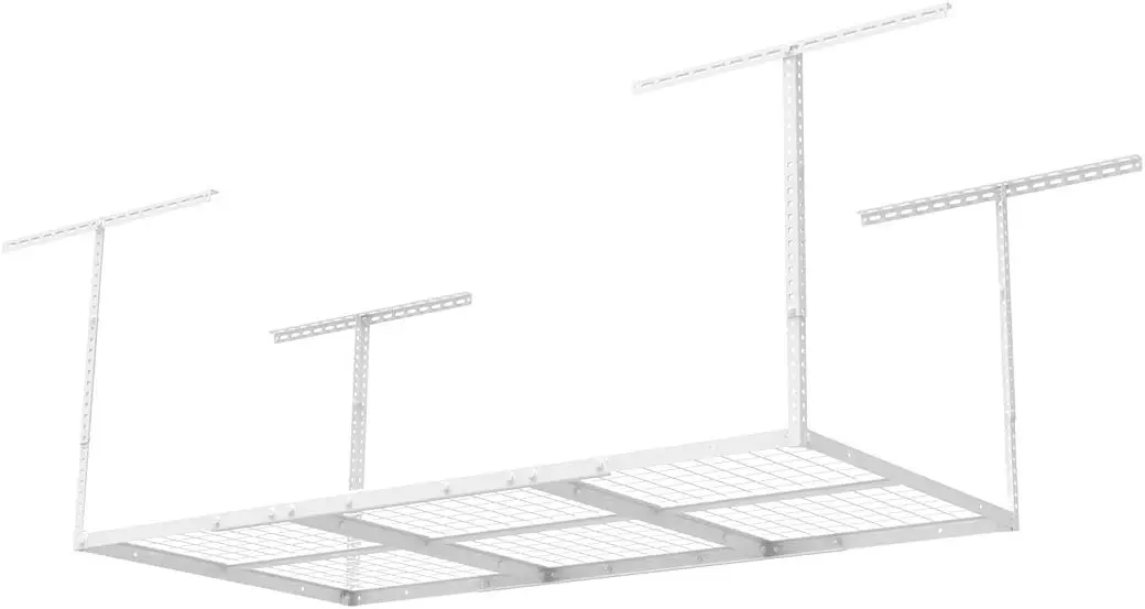 

4x6 Overhead Garage Storage Adjustable Ceiling Storage Rack, 72" Length x 48" Width x 40" Height, White