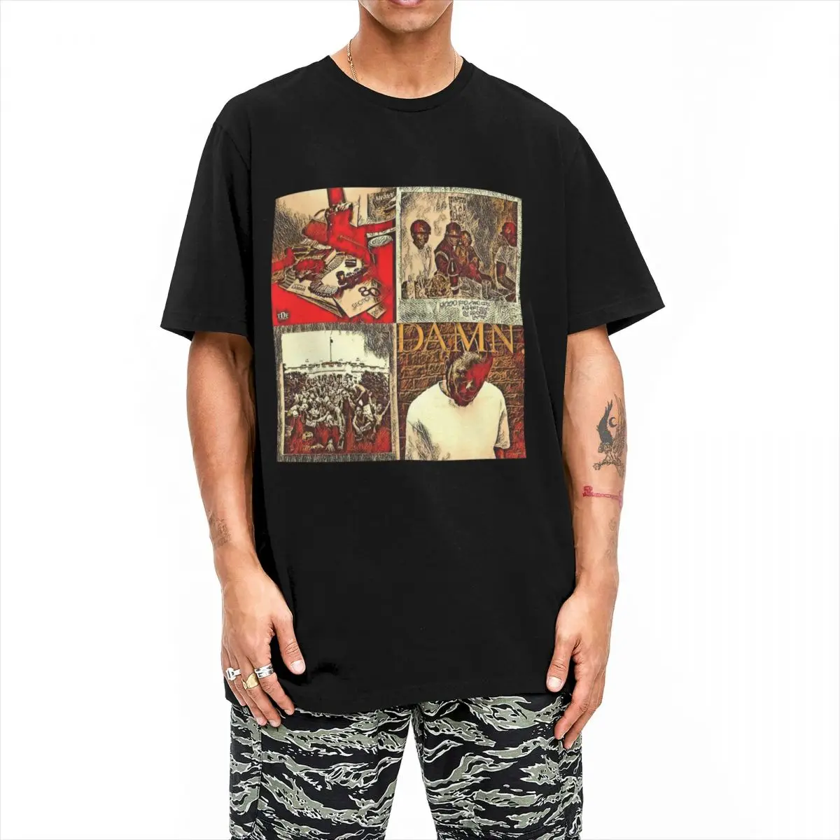 Kendrick Lamar Album Covers T Shirt Pen Art Harajuku T-Shirts Short Sleeve Vintage Tshirt Beach Cotton O-Neck Plus Size Tees