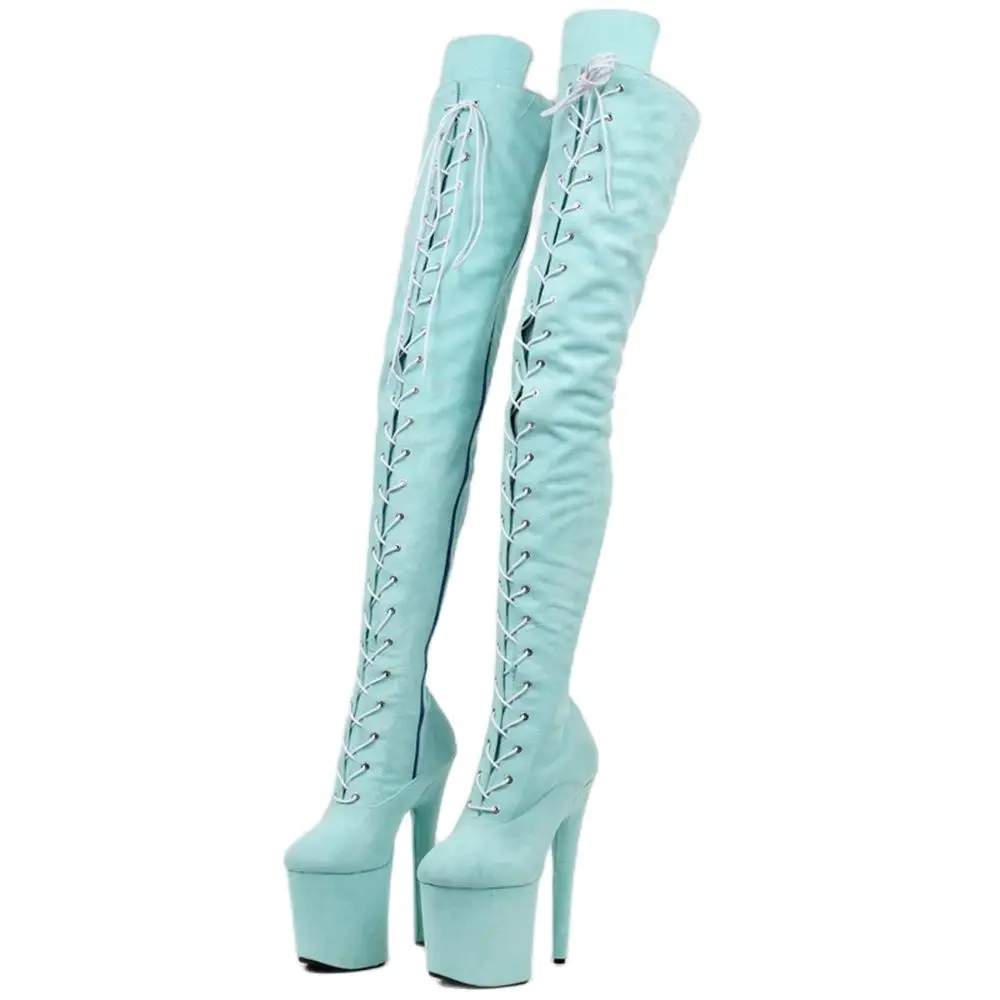 

jialuowei Pole Dance Boots Over-the-knee Boots 20CM High Heel Platform Flannel Full Side Zip Women Thigh Long Boots Custom Made