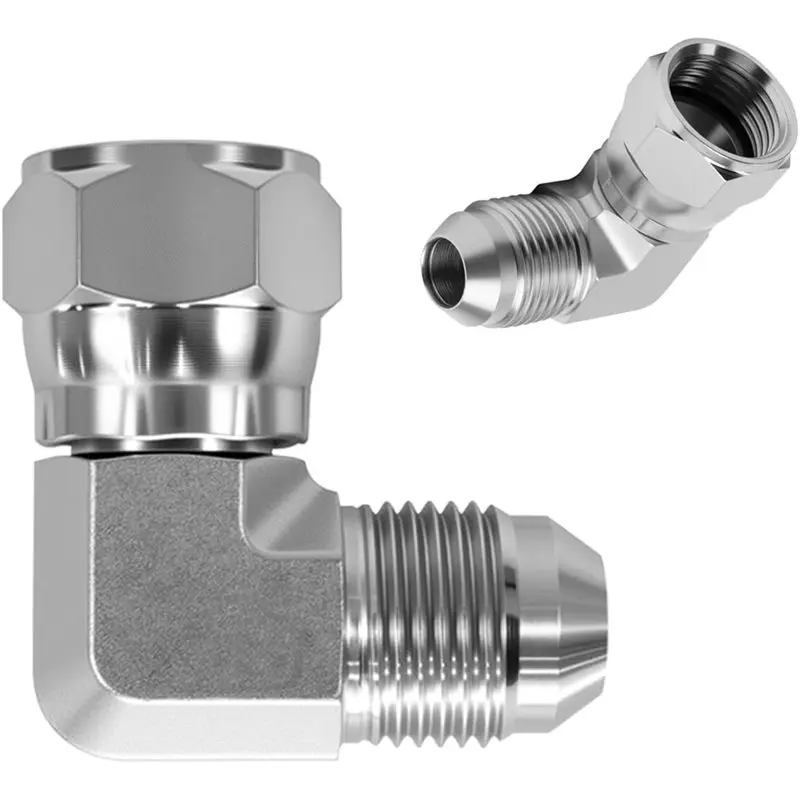 

AA76-2Pcs 6500-06-06 Hydraulic Fitting For 3/8" JIC 37° Male X 3/8" Female JIC 90° Elbow Adapter, For Hydraulic Systems
