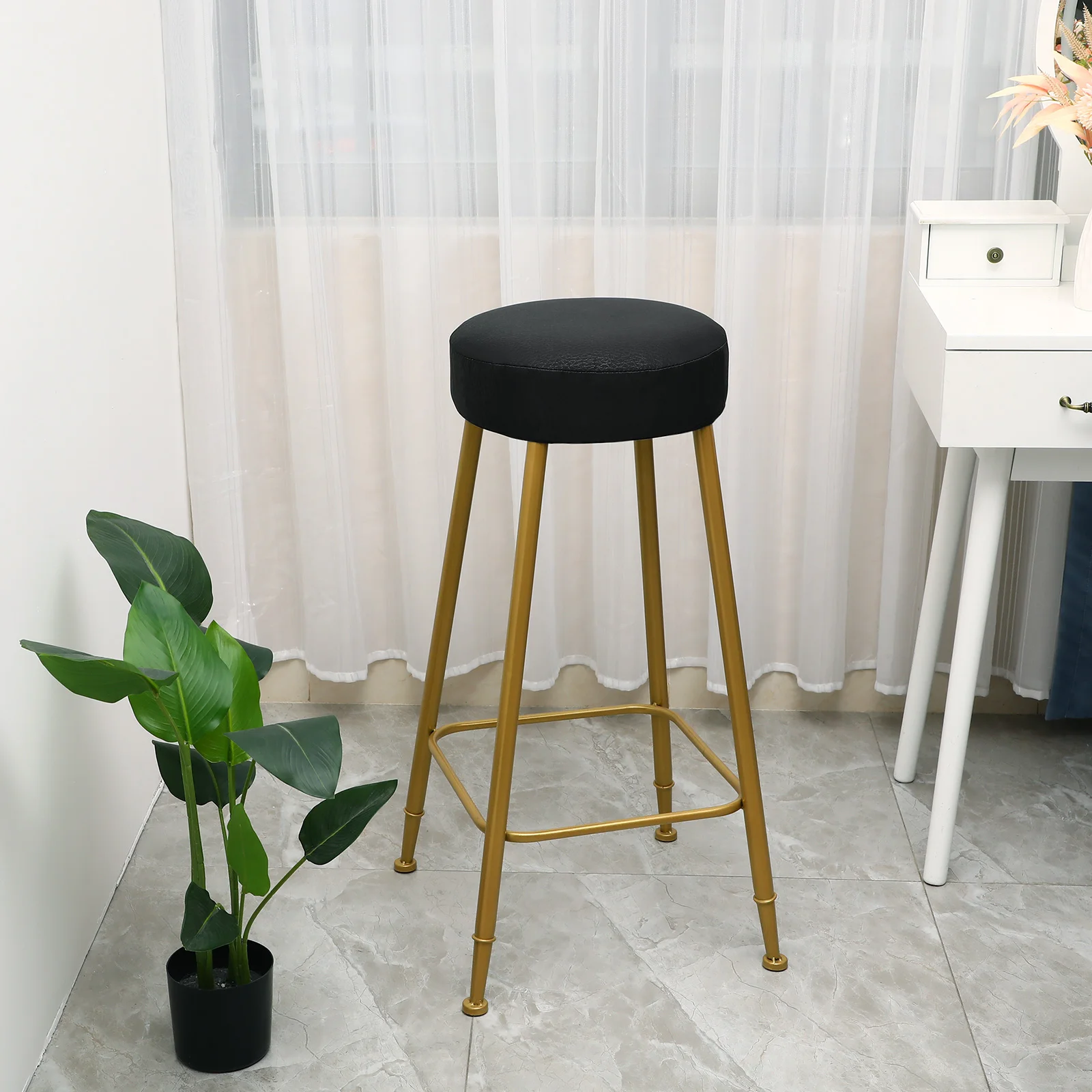 Bar Stool Cover High Elastic Circle Stool Cushion Practical Anti-Slip Chair Slipcover Fit for Round Stool