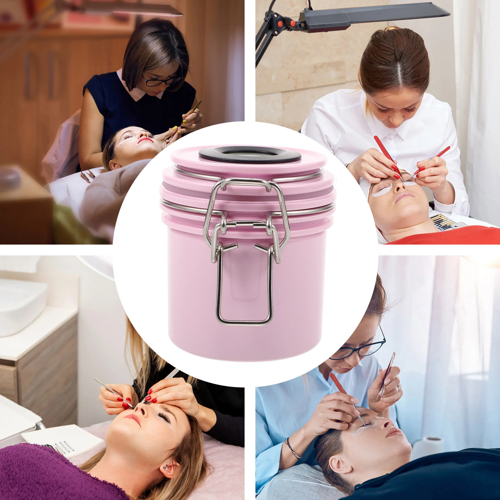 気密まつげ接着剤容器 金属とプラスチック製のまつげ保管ジャー 漏れ防止 軽量ホルダー サロンまたは家庭用