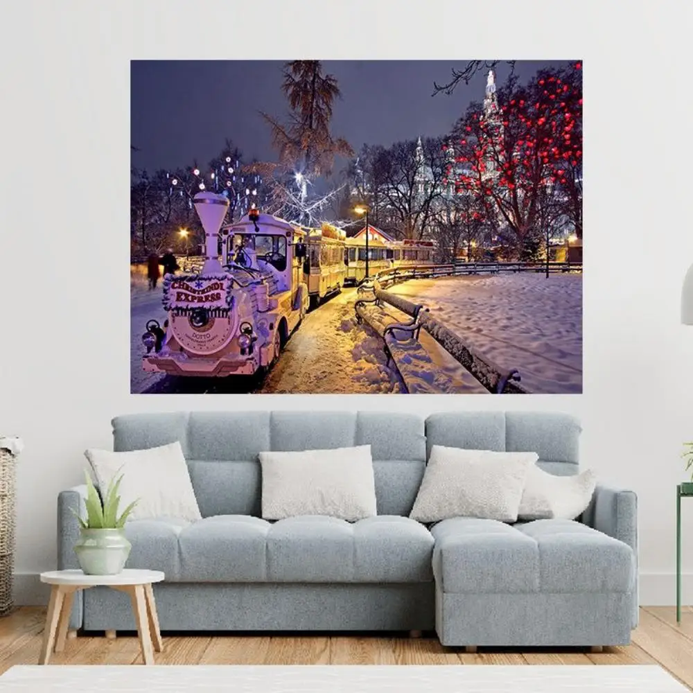 Nordic Style Christmas Tapestry, DIY Scenery Xmas Wall Hanging, Aesthetic Background Cloth for Bedroom Living Room, Internet Cel