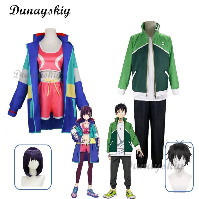 Anime Zom 100 Shizuka Mikazuki Tendo Teru disfraces Cosplay peluca chaqueta con capucha traje cubo lista de los muertos fiesta de Halloween Cos