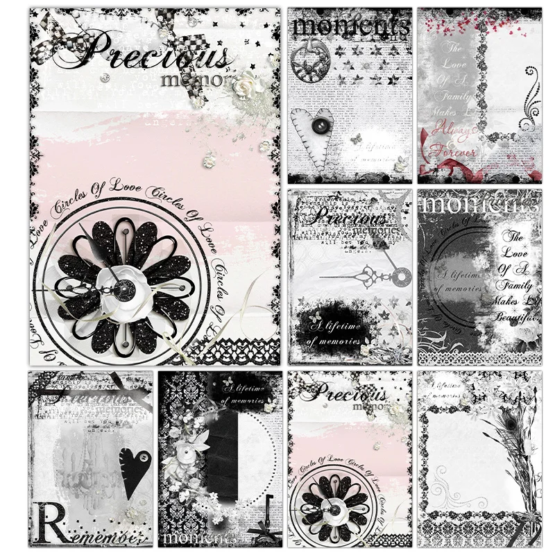 Chinese ArtRice Paper Retro Scrapbook Pads Flower Vintage Pattern Papers for Scraping DIY Junk Journal Decoration Craft 8pcs