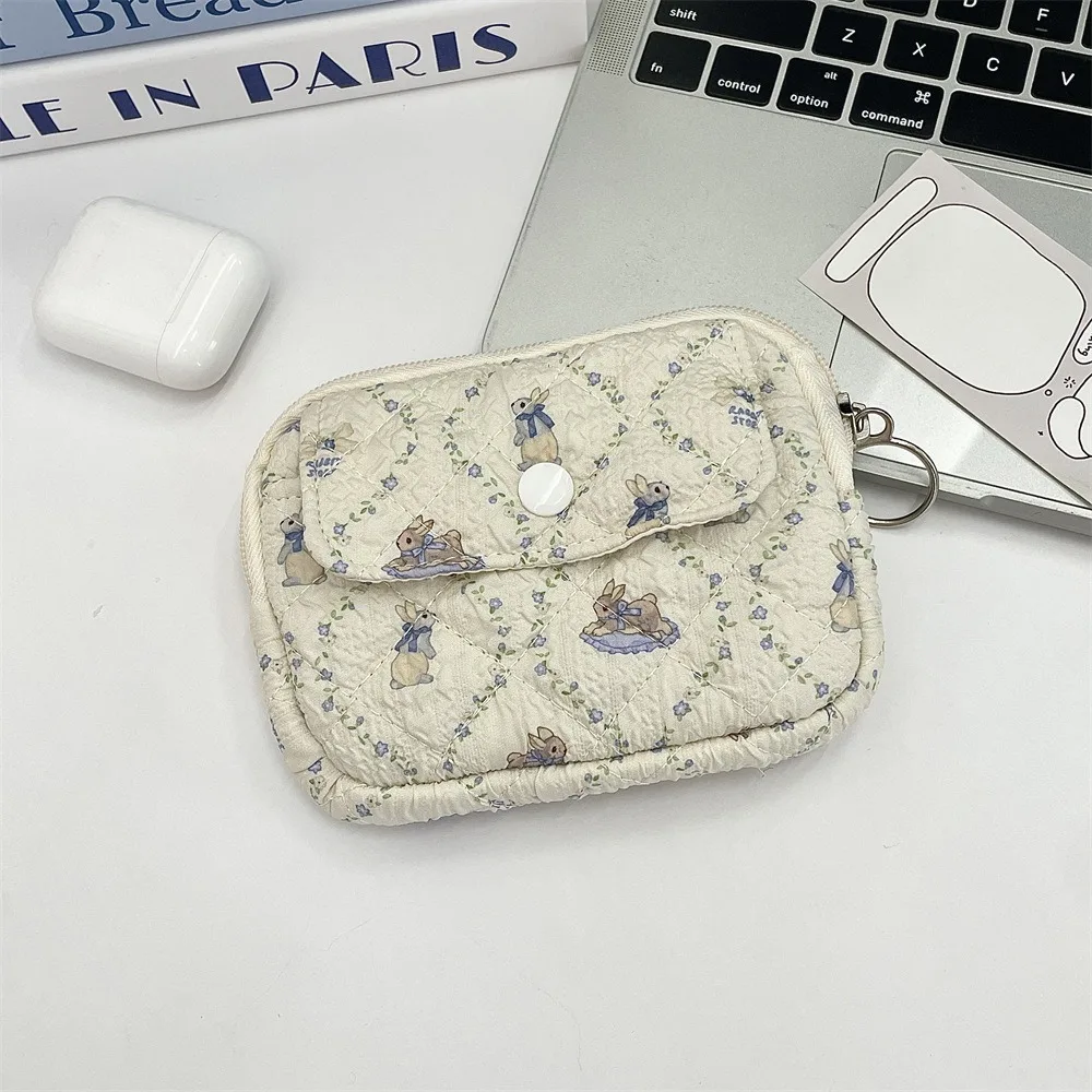 

New Portable Cartoon Floral Coin Purse Quilted ID Holder Multifunctional Card Bags Key Coin Purse Card Hold