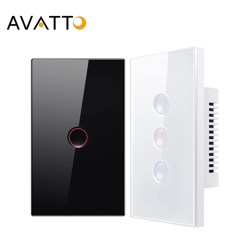 AVATTO Tuya Zigbee Touch Smart Switch 1/2/3/4 Gang Grooved Button Light Switch Wireless Remote For Alexa,Google Home,Ailce