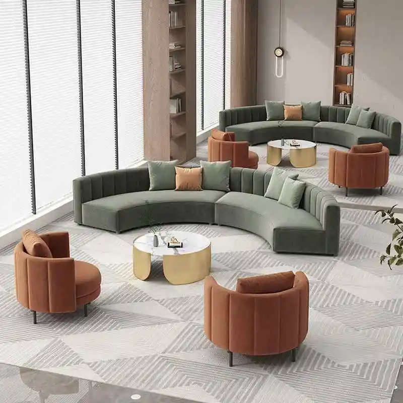 أريكة دائرية مقطعية لصالة الفندق وكبار النادي والفيلا ومجموعة متينة للمراكز والشقة مع مادة تعبئة إسفنجية #2