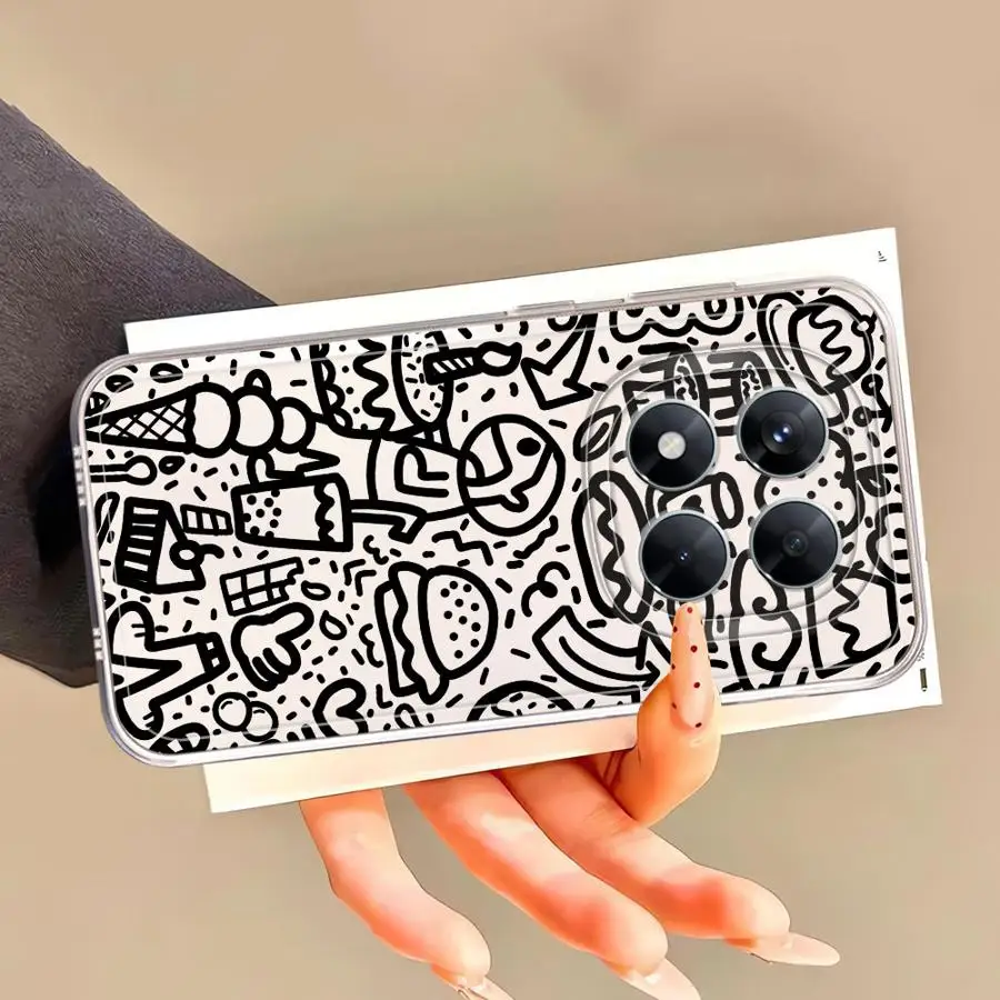 حافظة لهاتف Xiaomi Poco X3 NFC X4 GT X4 M3 X3 Pro X5 جرافيتي سوداء ناعمة شفافة #3