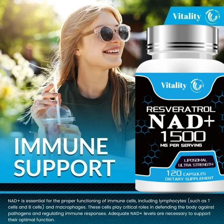 NAD supplement, 1500mg liposome NAD+resveratrol containing supplement, Nad Plus promoting supplement - supporting cell health