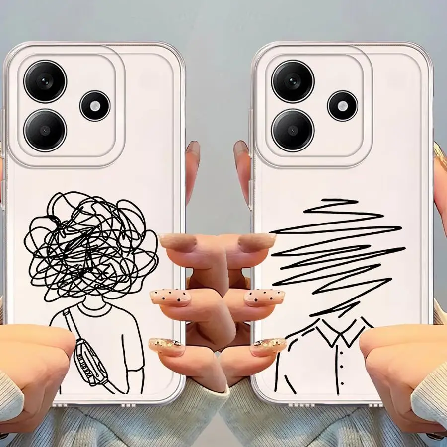 حافظة لهاتف Xiaomi Redmi Note 12 13C 9 9S 12S 10S 14 Pro Plus 13 11S 11 14C A4 نمط قلب الخط #4