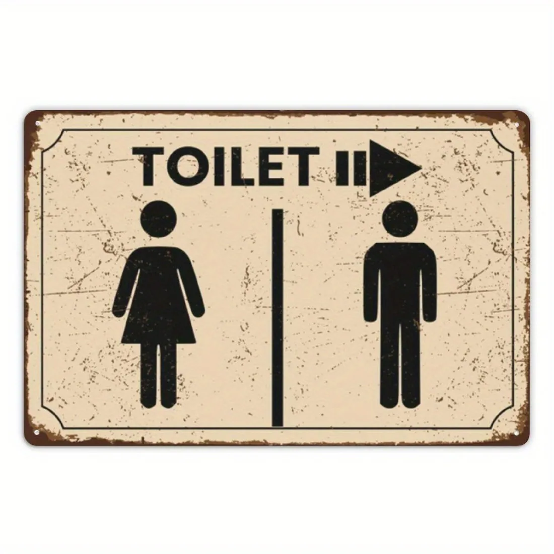 Vintage Metal Toilet Sign with Arrow - 8x12 Inch Rustic Bathroom Decor, Weatherproof for Indoor Outdoor Use