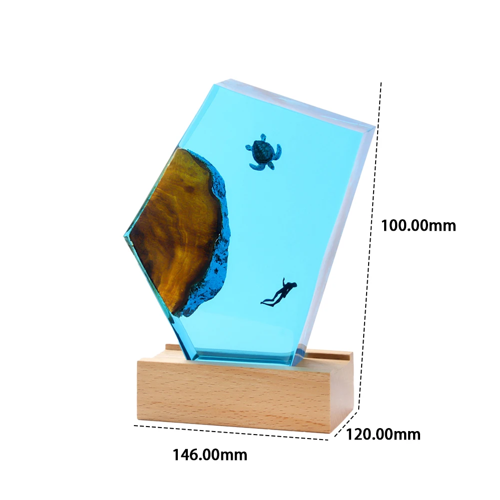 寝室用樹脂常夜灯、カラフルな照明モード、カメとサメ、深海洞窟ダイバー、DIYデスクランプ、ベッドサイドライト