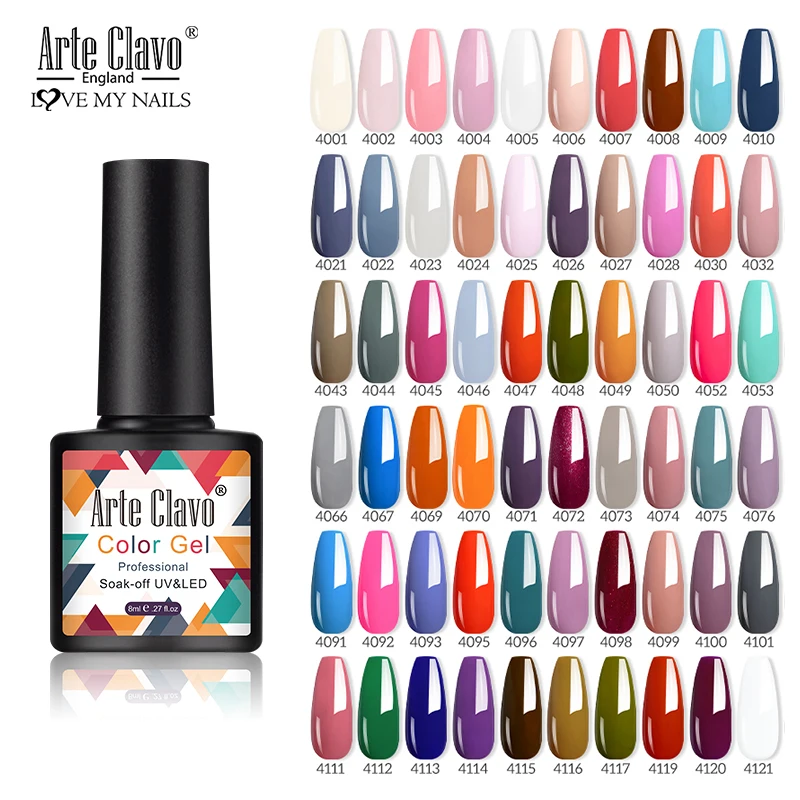 Arte Clavo 8ml Summer Color Gel Polish Lakiery Hybrydowe UV Gel Lak Nail Art Nude Gel Varnish Lacquer Soak Matte Vernis Manicure