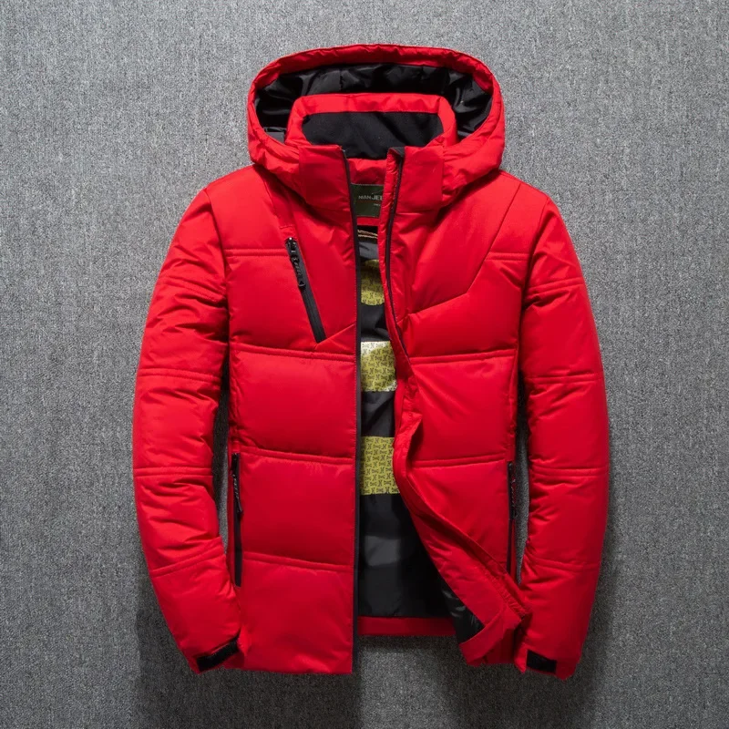 Warm Men's Short Down Jacket for Winter White Duck Down Coat Hooded Outdoor Activities Casual Wear Puffer Jacket Men JK-041