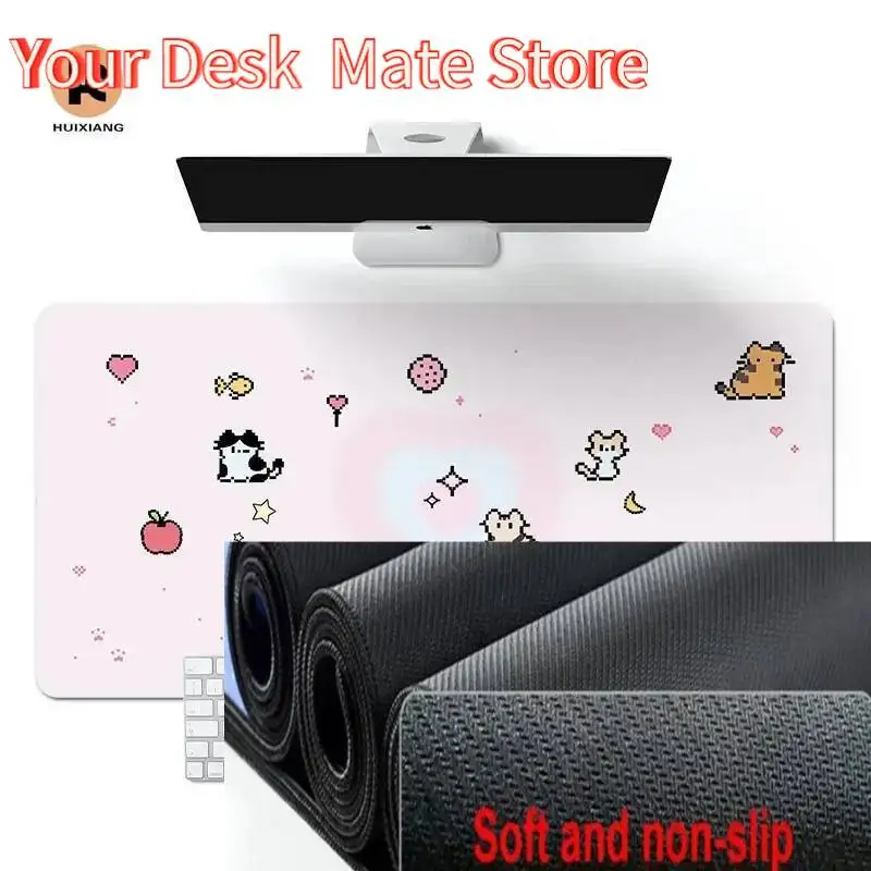 

Милый пиксельный коврик для мыши с котенком, офисный настольный коврик, коврик для мыши, компьютерный коврик скоростного типа, игровой коврик для ноутбука, клавиатура с героями мультфильмов