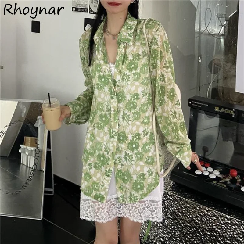 S-3XL Shirts Women Summer Thin Loose Sun Proof Print Temperament Females Korean Fashion Leisure Ins Chemise Femme Chic Simple