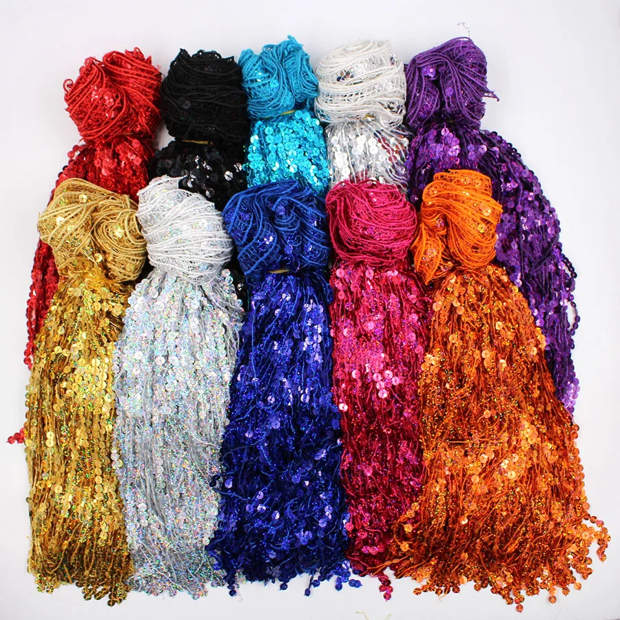 30cm 2yards DIY Fringe Lace Laser Sequins Paillette Tassel Ribbon Sewing Wedding Party Latin Dancing Bar Dress Fabric Trims