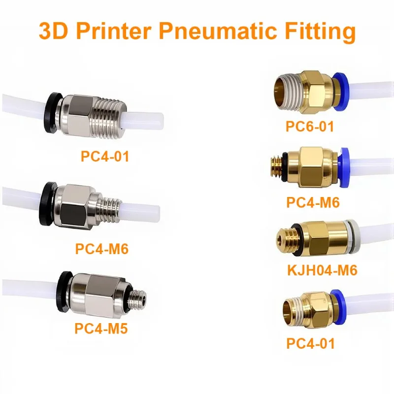 10pcs/Lot PC4-M6 Pneumatic Connector - Quick-Connect Coupler for 3D Printer Bowden/Remote Feeding, Fits 1.75/3mm PTFE Tube