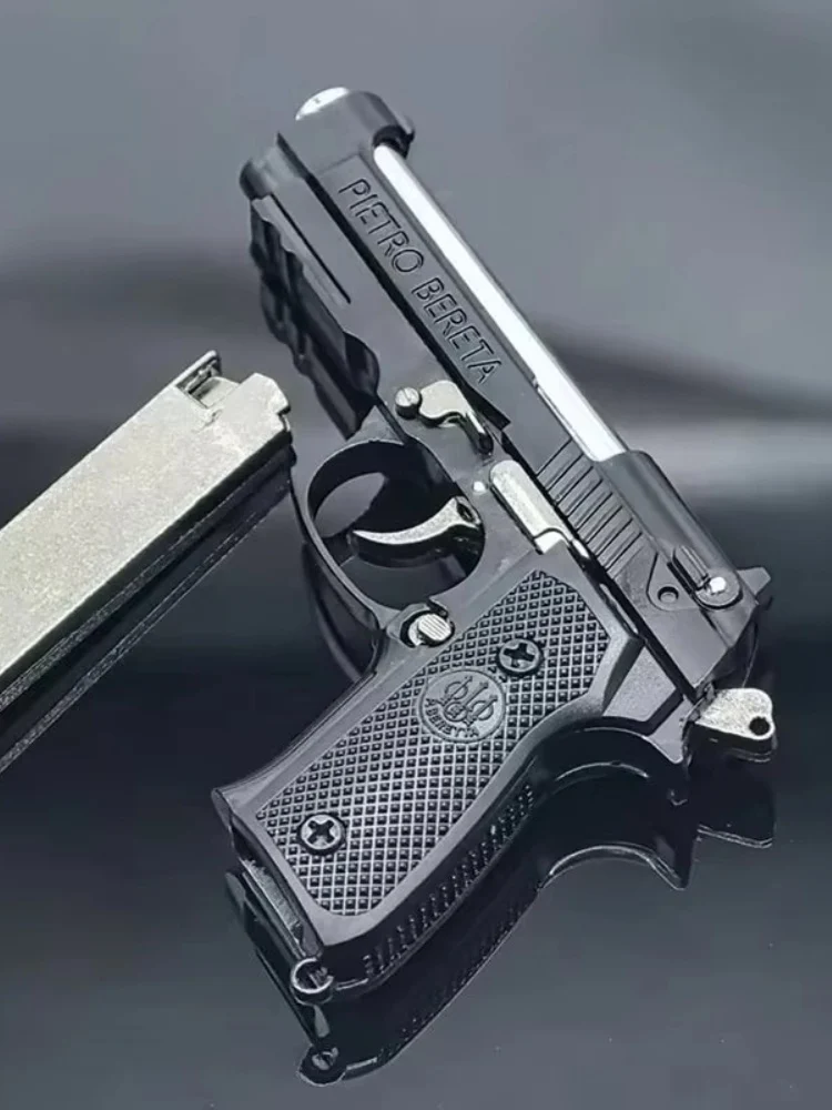Nowy metalowy model pistoletu M92A1 w skali 1:3, z możliwością odłączania elementów, wykonany ze stopu, w formie breloczka, wersja z mechanizmem „pop-out”, zabawka antystresowa dla mężczyzn, figurka i — 2