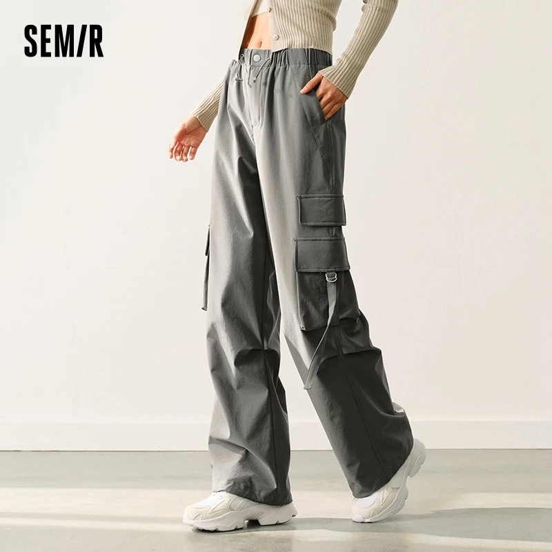 Semir Casual Pants Women Individual Trendy and Cool American High Street Style Spring Sweet Drawstring Wide-leg Trousers