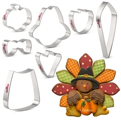 KENIAO Thanksgiving Turkey Puzzle Cookie Cutter Set - 7 PC - Biscuit Bread Sandwich Baking Mold - Stainless Steel - by J.Cookies