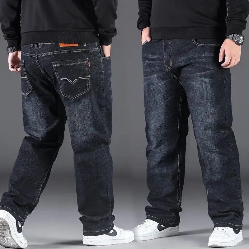 Oversized Jeans Men Spring and Autumn Loose Straight Plus-Sized Plus-Sized Casual Men Clothing Long Pants 2023 New